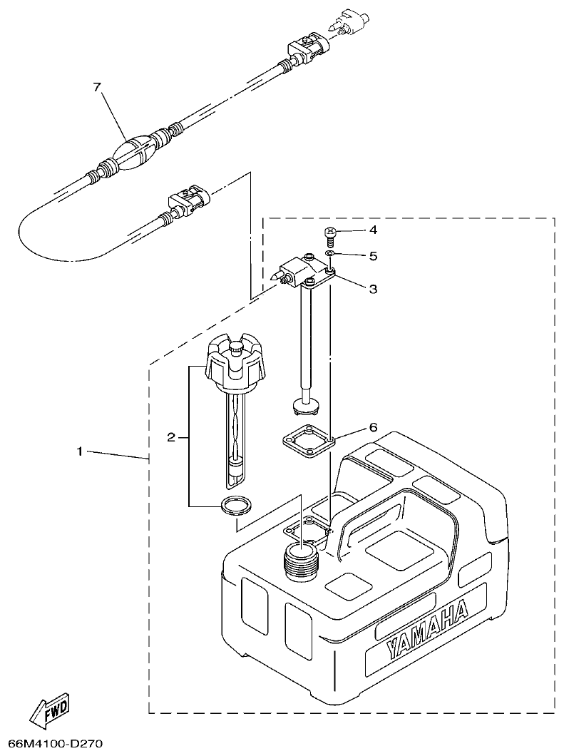 Yamaha F4BMH, F5AMH, F6CMH FUEL TANK parts diagram